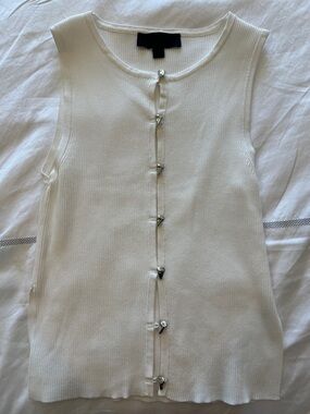 Zara white Sleeveless Button-Front Ribbed Tank